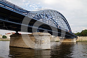 Jozef Pilsudski bridge on Wisla River in Krakow, Poland. photo
